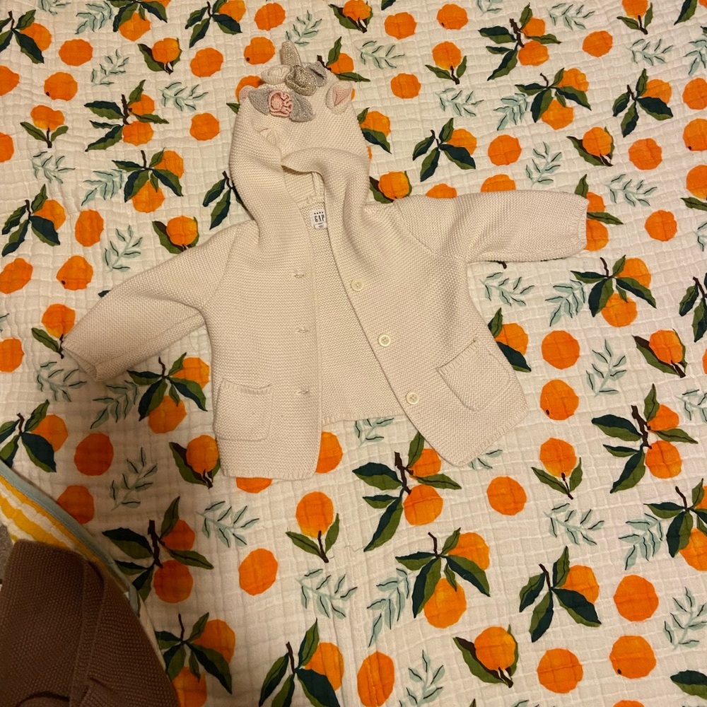 Baby Gap Cream Knit Hooded Cardigan